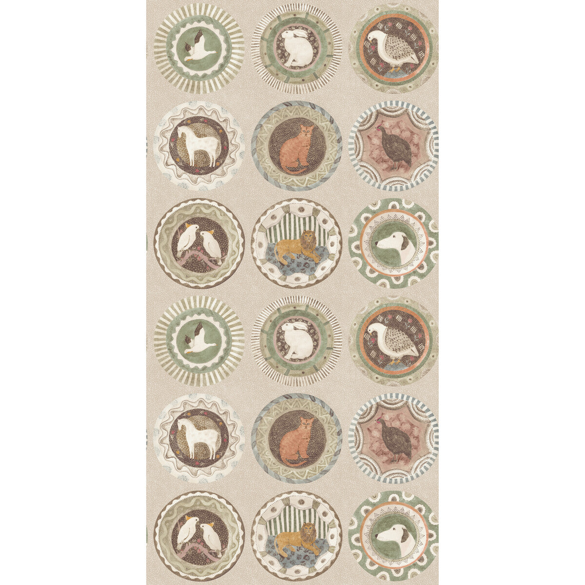 G P & J Baker Robinas Dinner Party Sage Wallpaper