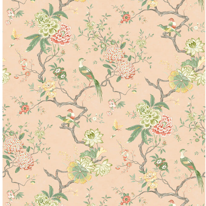 G P & J Baker Oriental Bird Blush Wallpaper