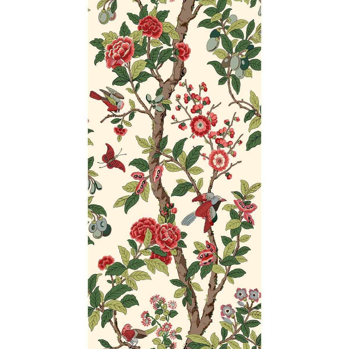 G P & J Baker Eldon Red/Green Wallpaper