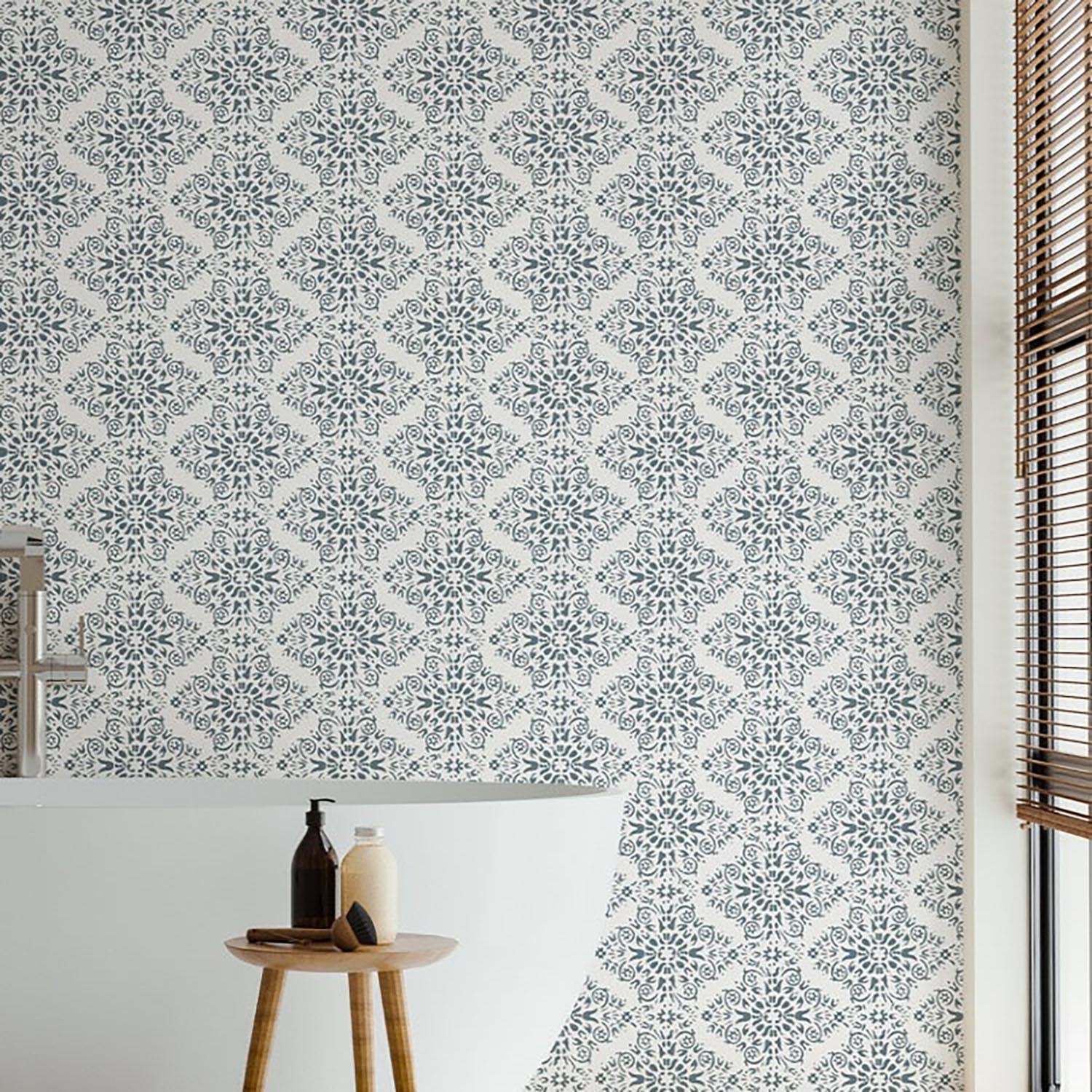 Mitchell Black Timbre Damask Wallpaper