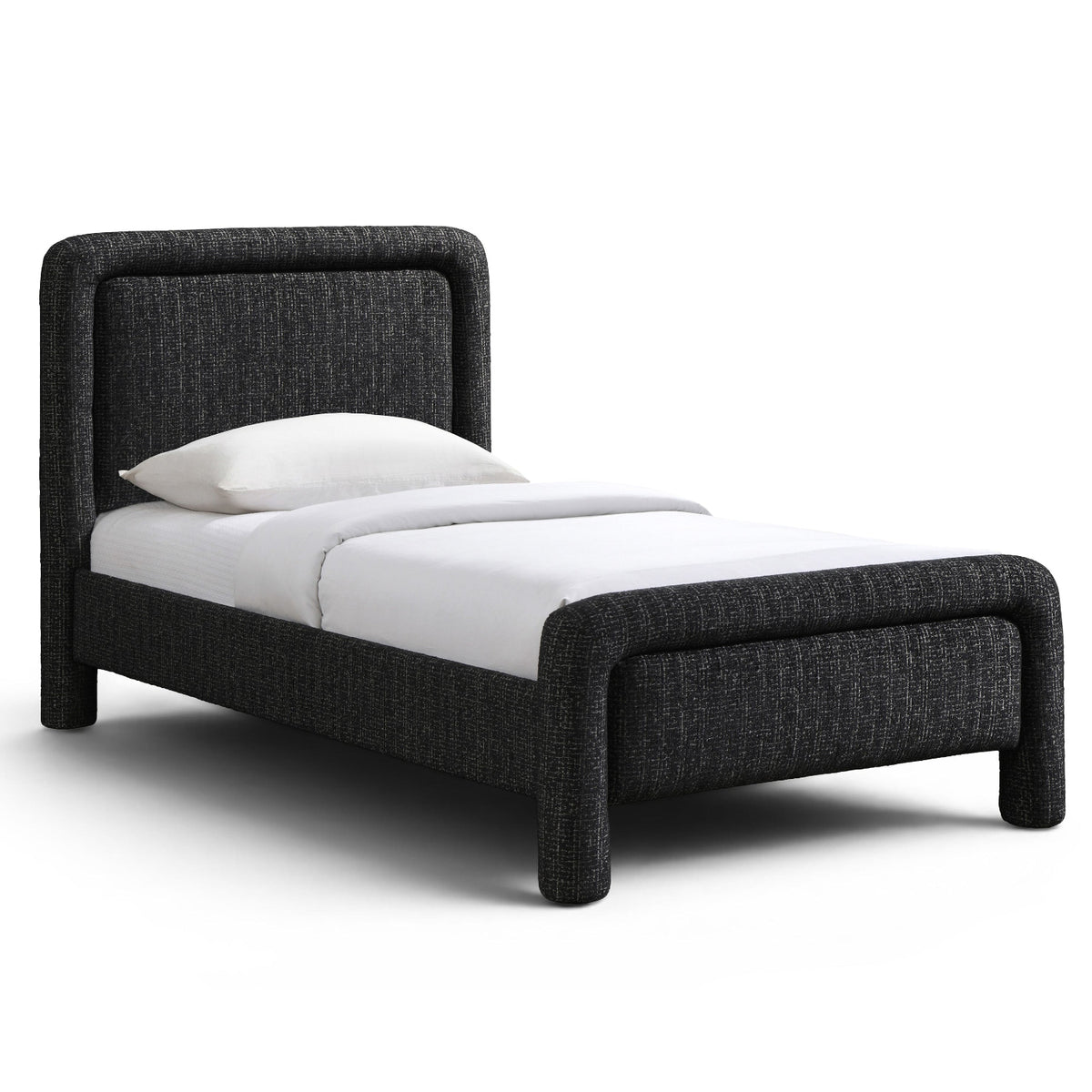 Baylor Black Fabric With Interwoven Chenille Upholstered Bed in Black Polyester Fabric, primary product view