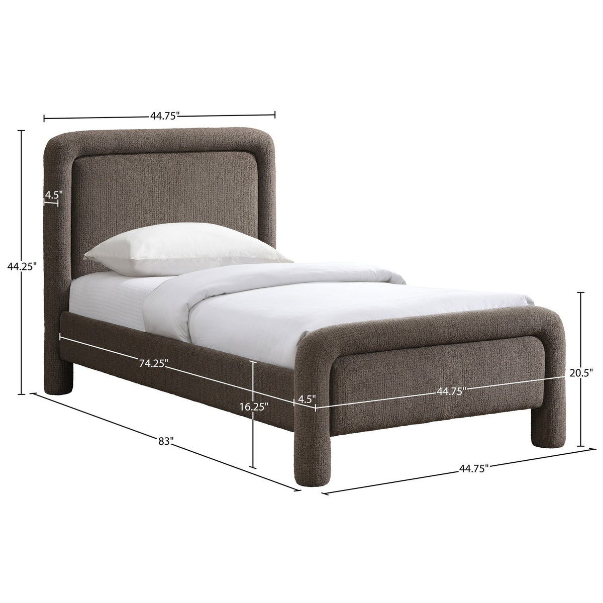 Baylor Brown Fabric Withinterwoven Chenille Upholstered Bed