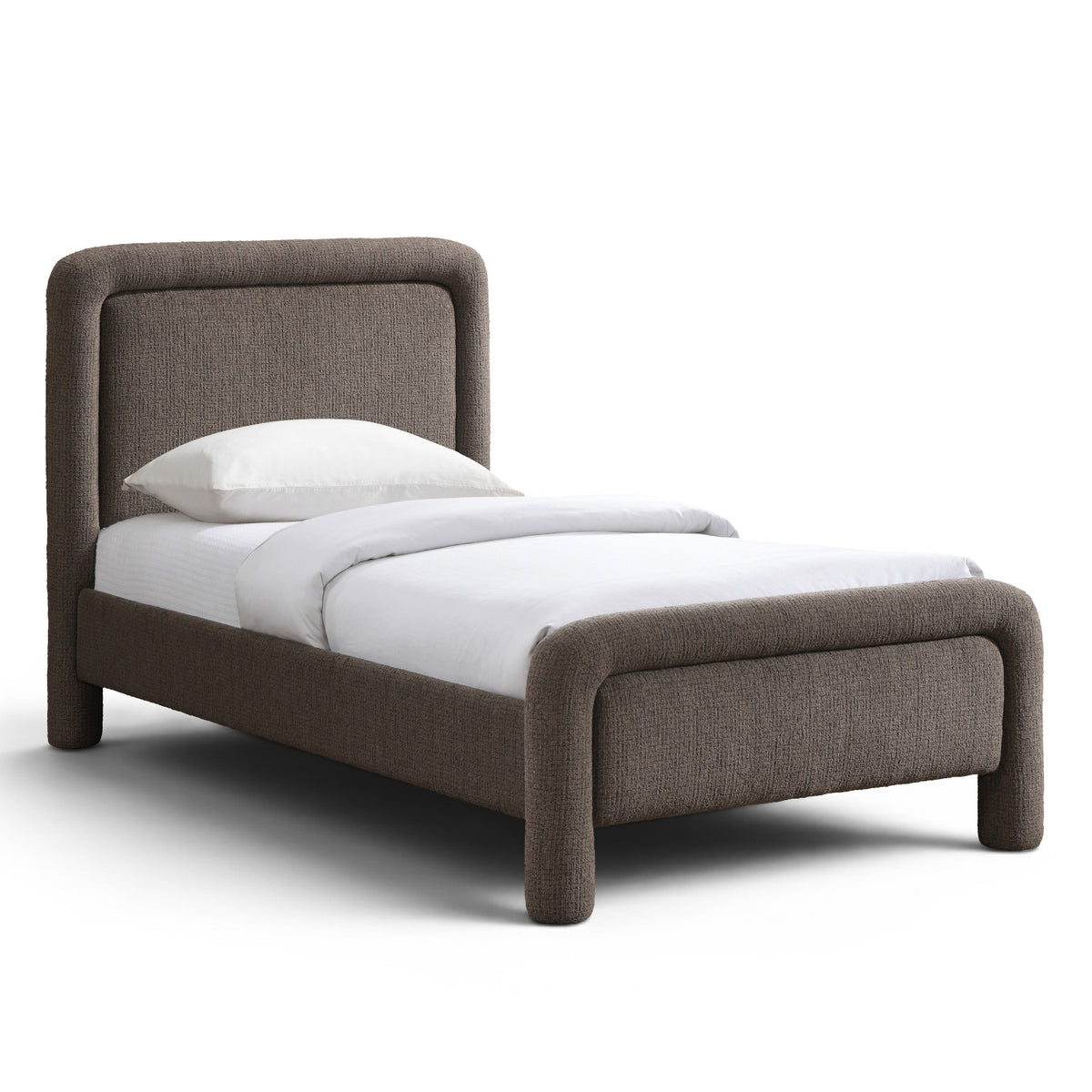 Baylor Brown Fabric With Interwoven Chenille Upholstered Bed in brown interwoven polyester fabric, primary product view