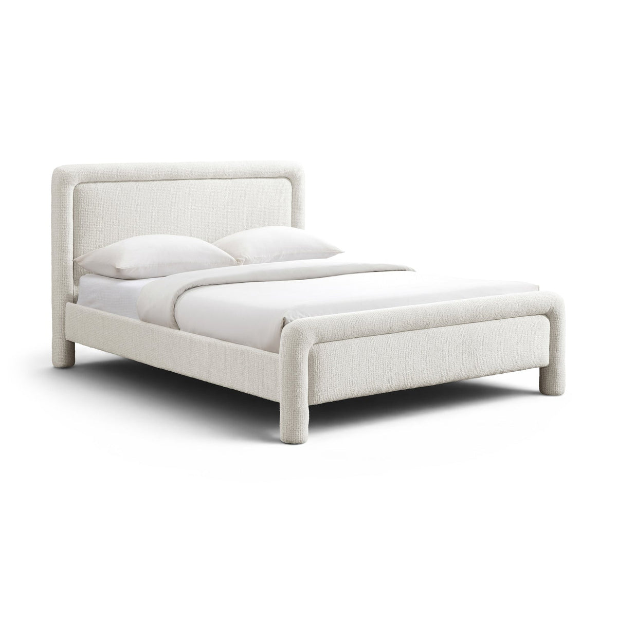 Baylor Cream Fabric Withinterwoven Chenille Upholstered Bed