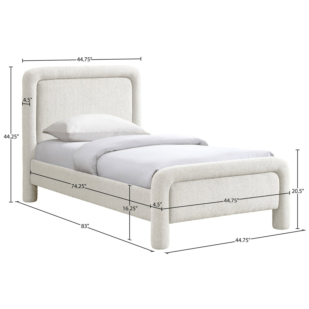 Baylor Cream Fabric Withinterwoven Chenille Upholstered Bed