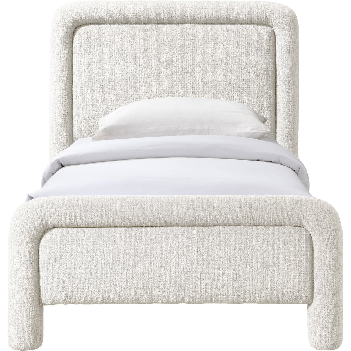 Baylor Cream Fabric Withinterwoven Chenille Upholstered Bed