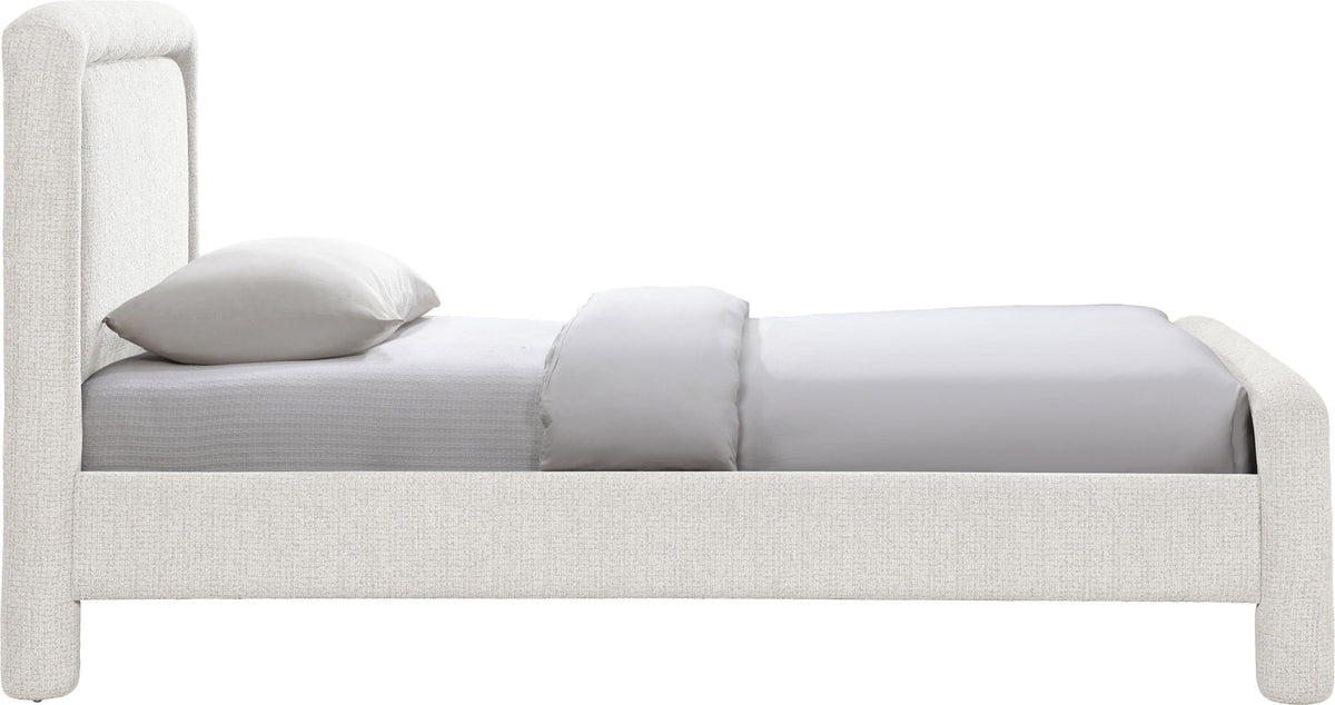 Baylor Cream Fabric Withinterwoven Chenille Upholstered Bed