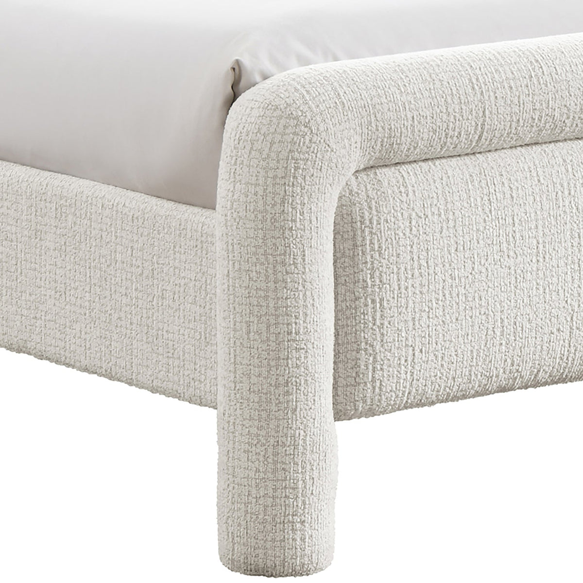 Baylor Cream Fabric Withinterwoven Chenille Upholstered Bed