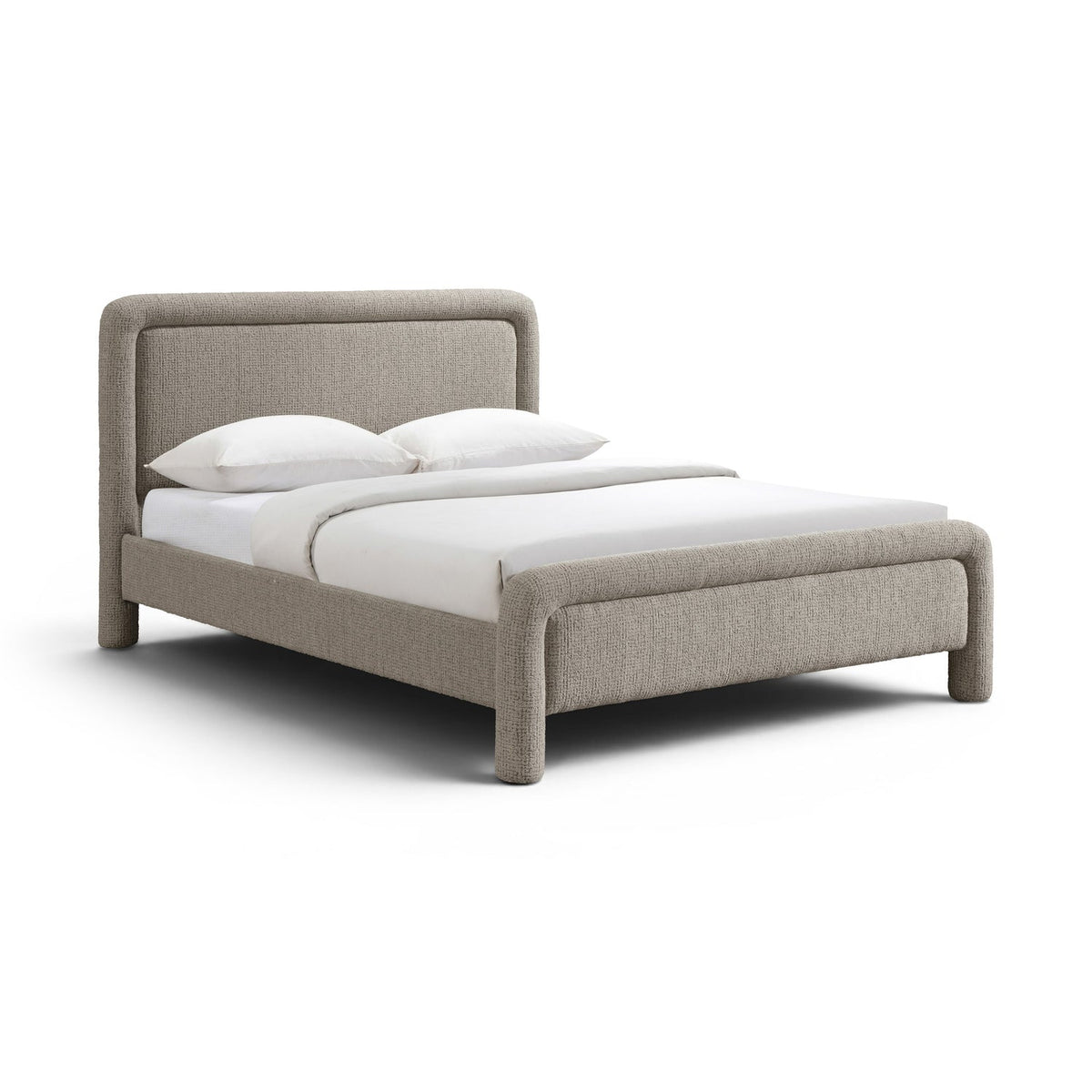 Baylor Taupe Fabric Withinterwoven Chenille Upholstered Bed