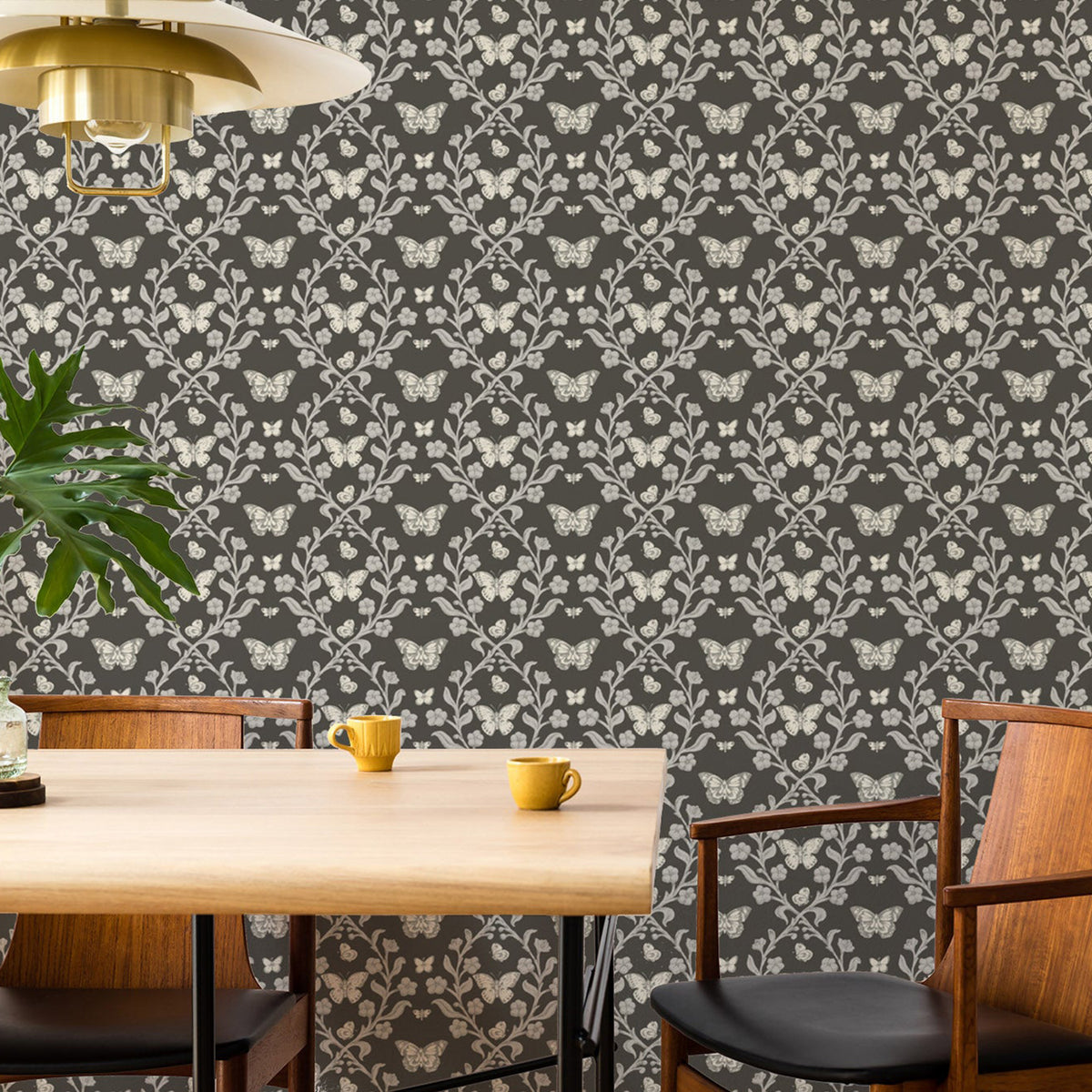 Mitchell Black Butterfly Garden Wallpaper