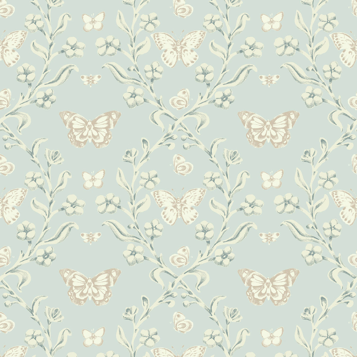 Mitchell Black Butterfly Garden Wallpaper