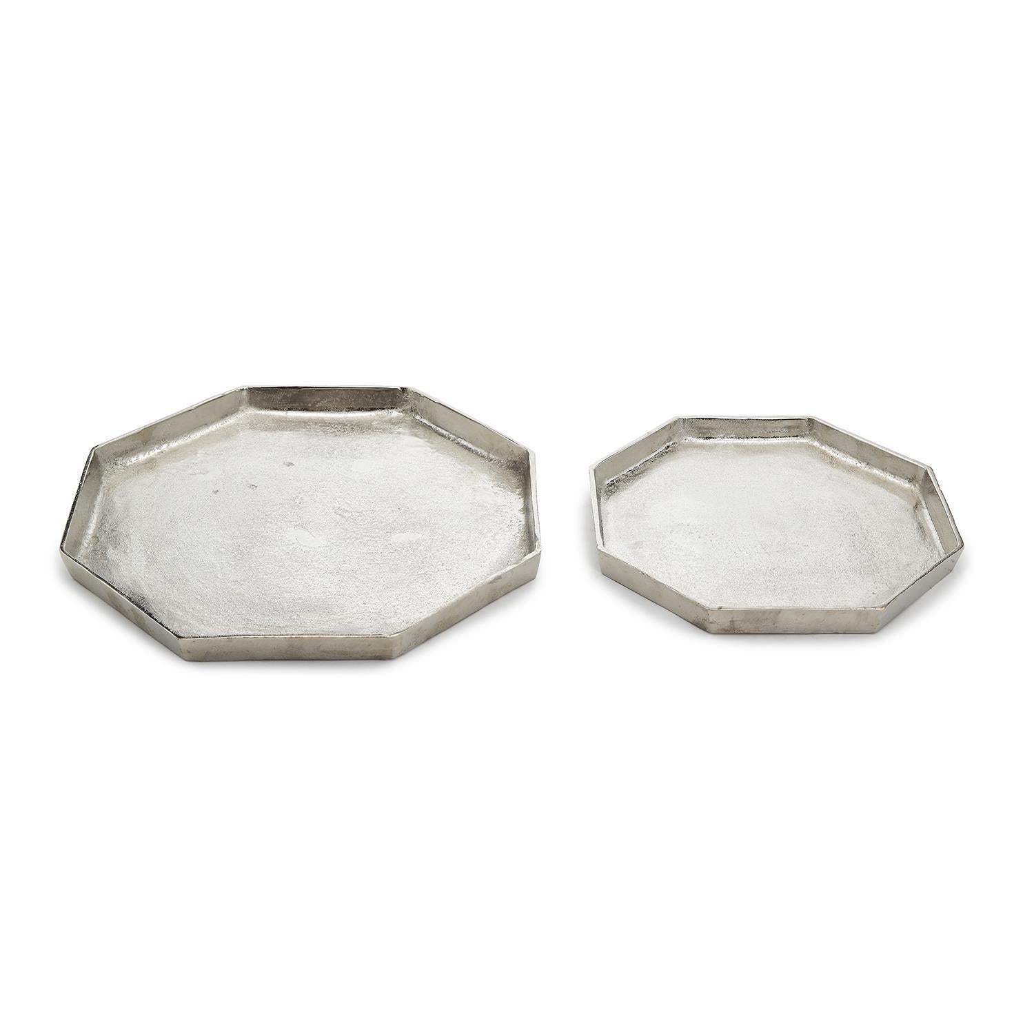 Octagon Silver Tray Set of 2