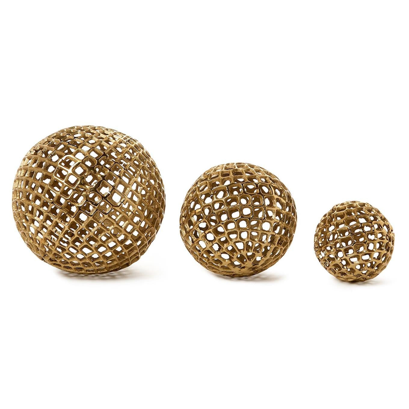 Gold Metal Decorative Sphere Set of 3