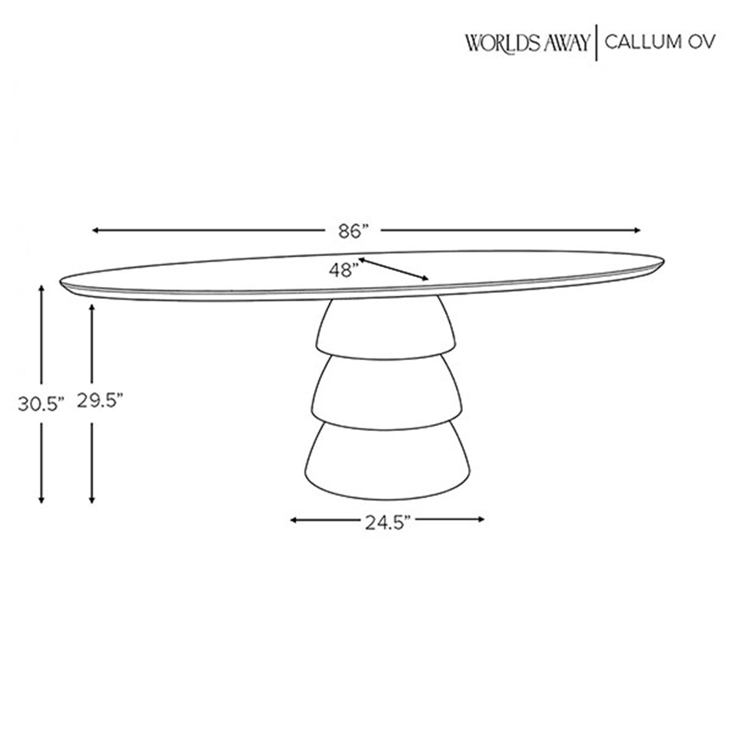 Worlds Away Callum Oval Dining Table