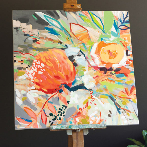 Orange Floral Wall Art Paynes Gray