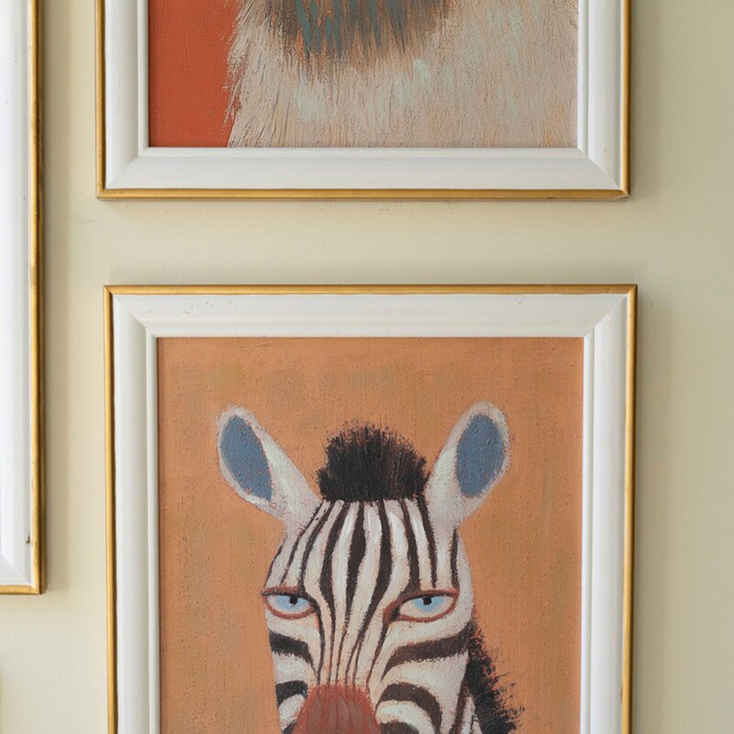 Close-up of the natural wood frame and painterly brushstroke detail