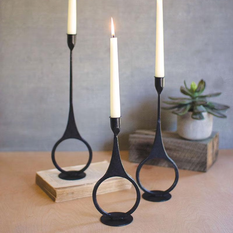 Iron Ring Taper Candle Holder Set of 3