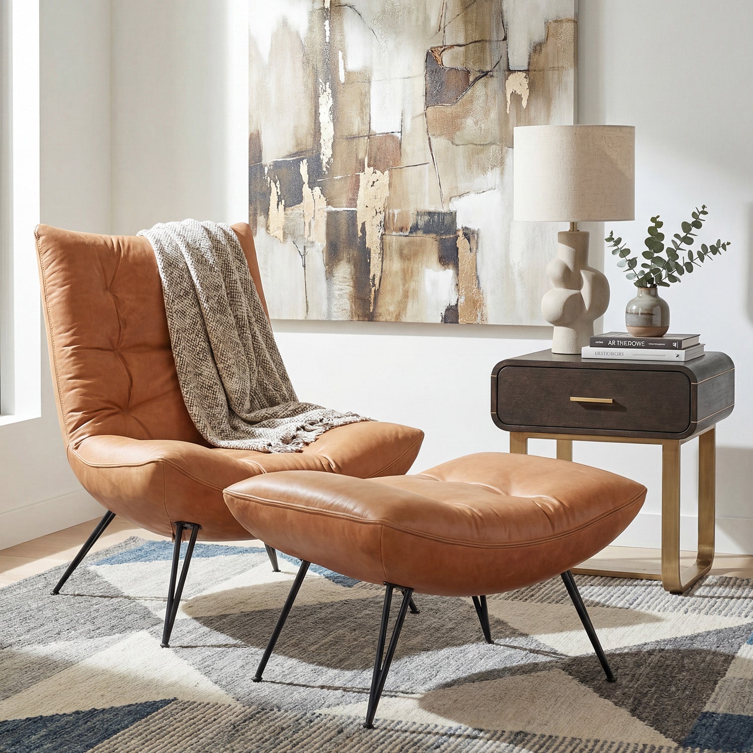 Hooker Furniture Kayne Leather Ottoman