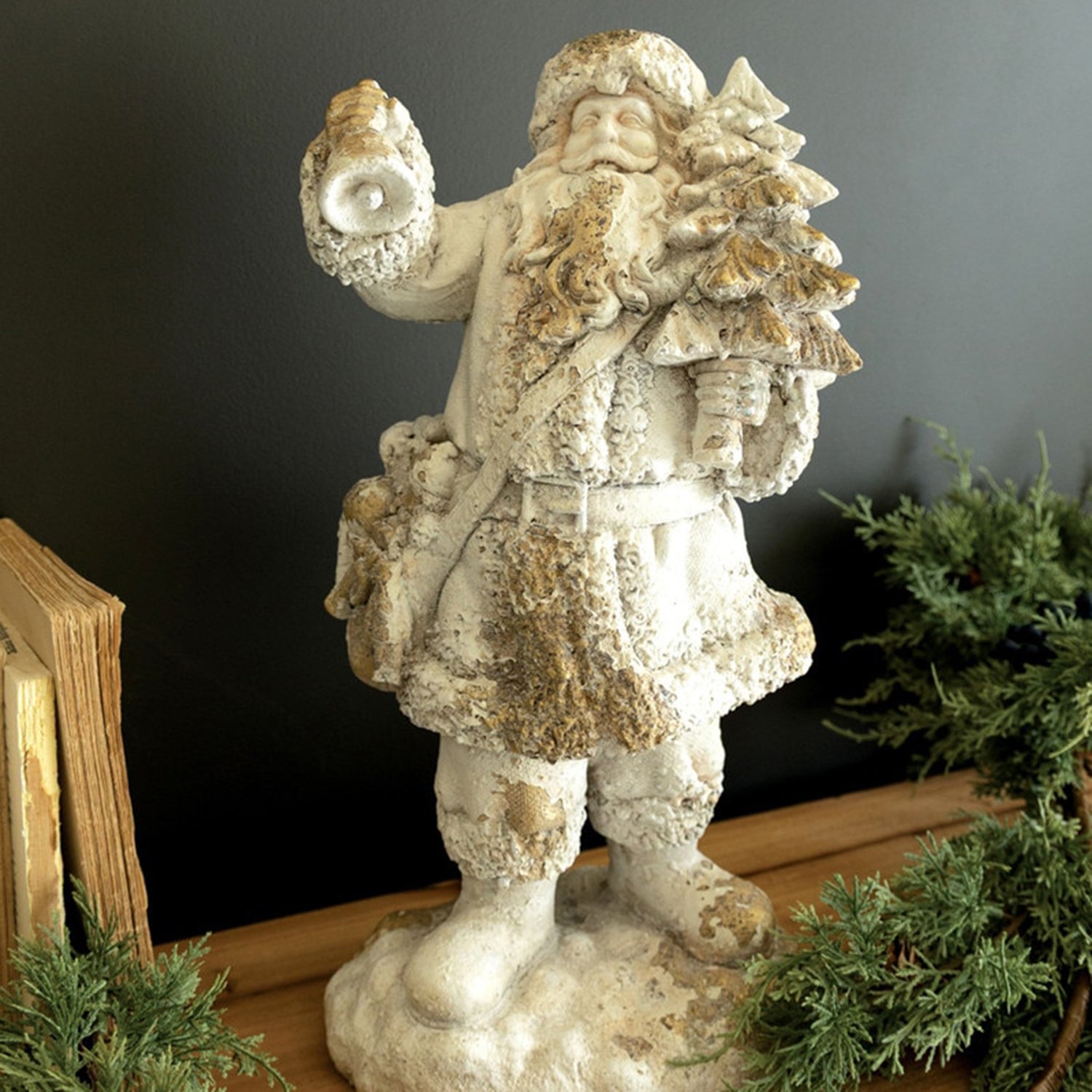 Faux Concrete Santa 18"T