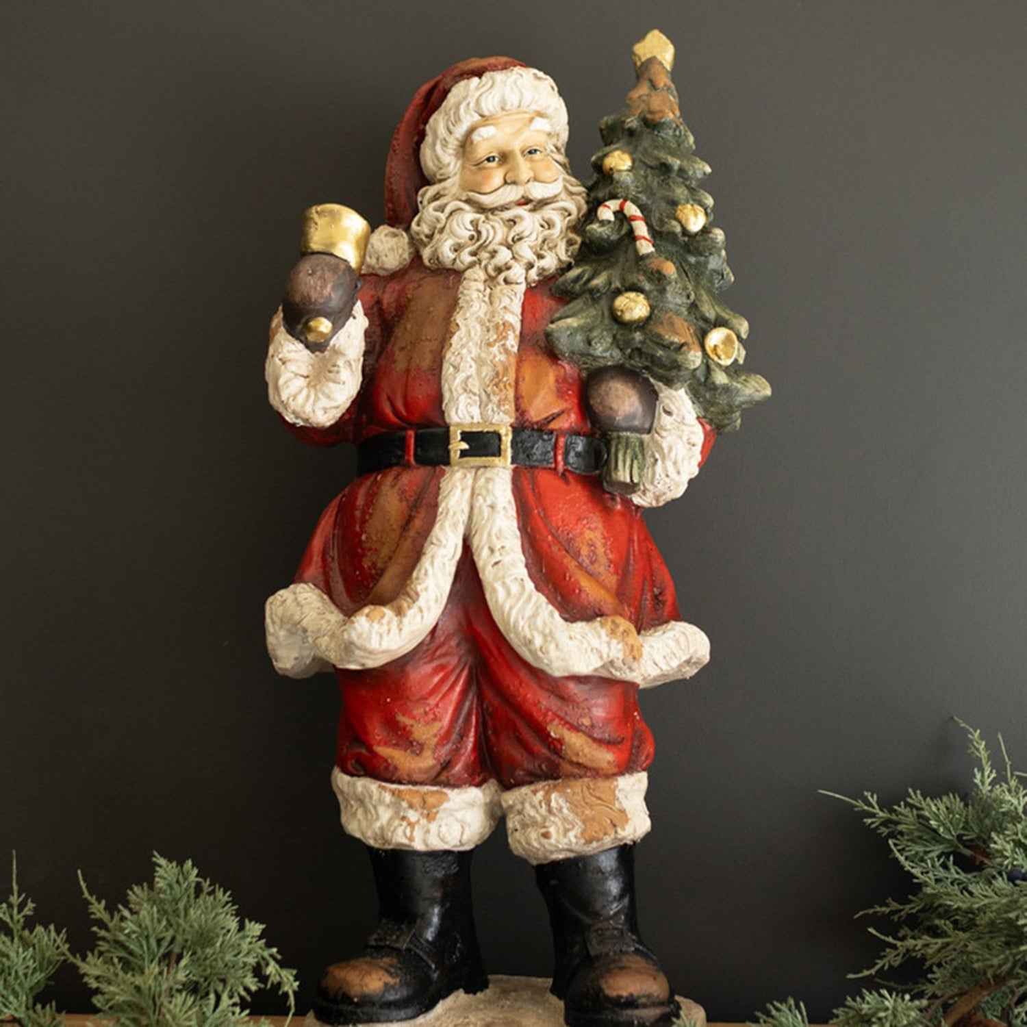 Faux Concrete Santa with Bell