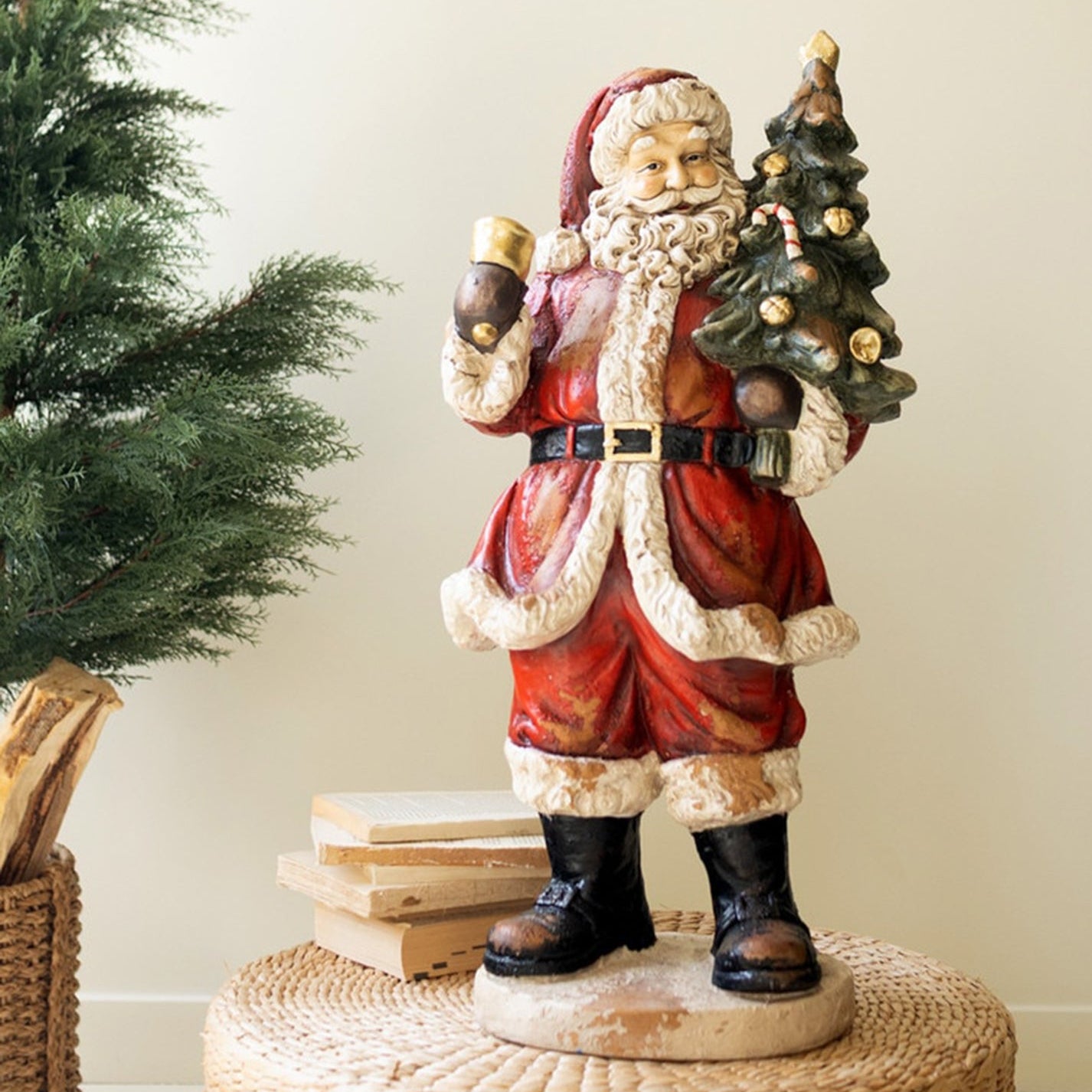 Faux Concrete Santa with Bell