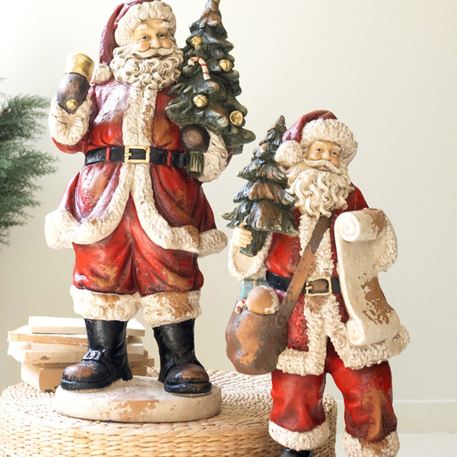 Faux Concrete Santa with Bell