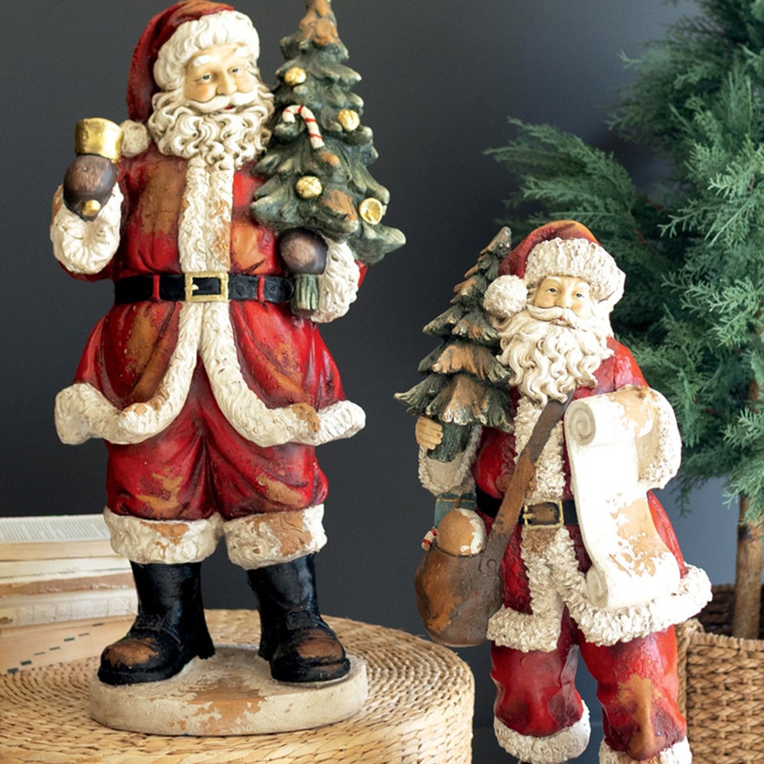 Faux Concrete Santa with Bell