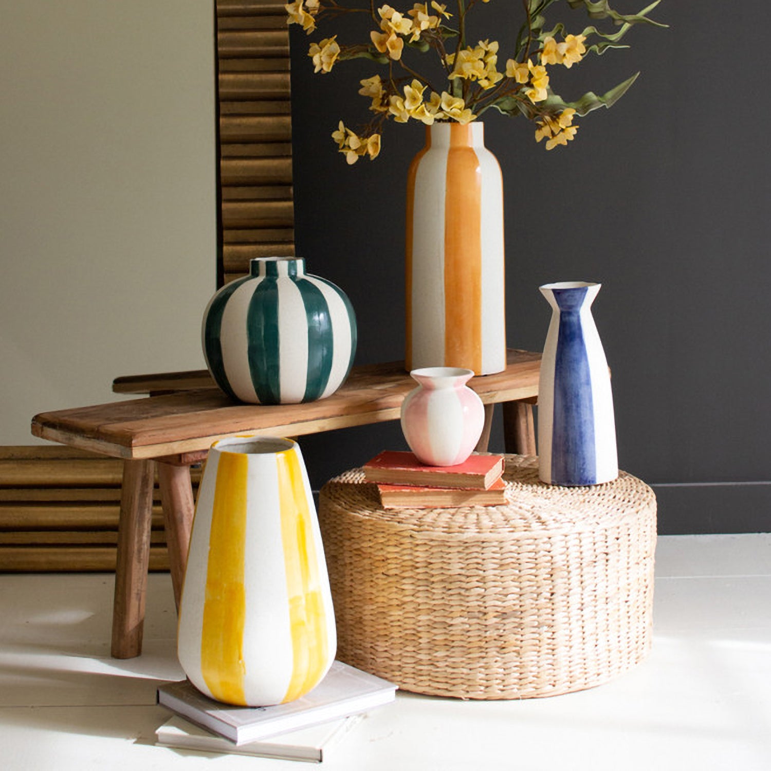 Colored Striped Vase Set of 5