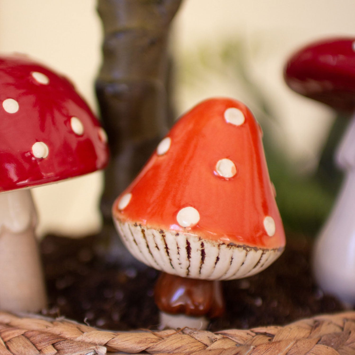 Mushroom Plant Stick Figurine Set of 3