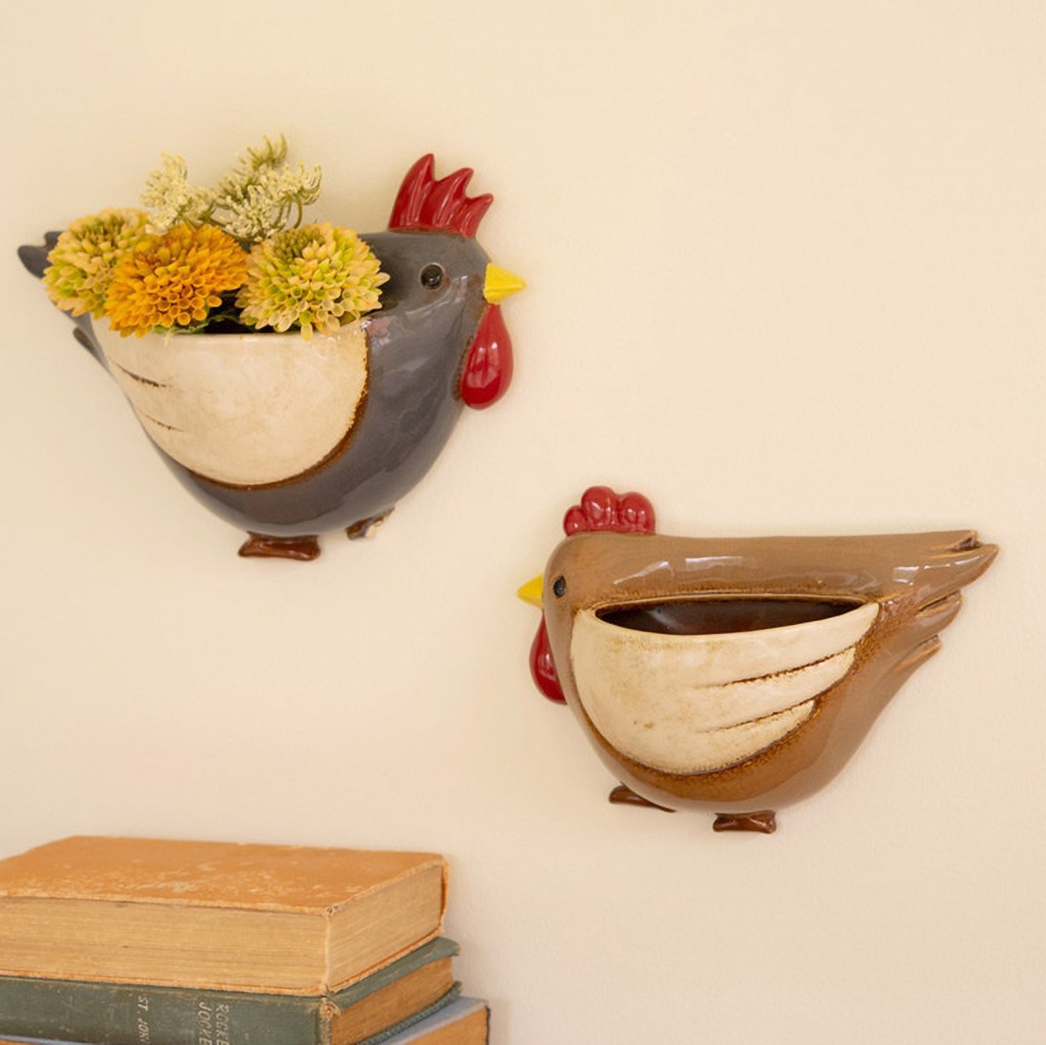 Chicken Wall Planter Set of 2
