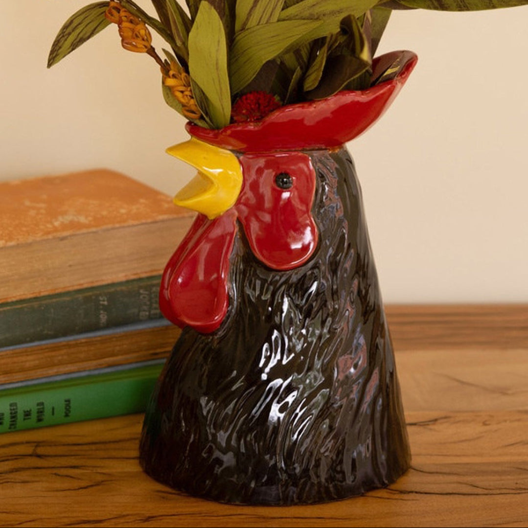 Rooster Head Vase