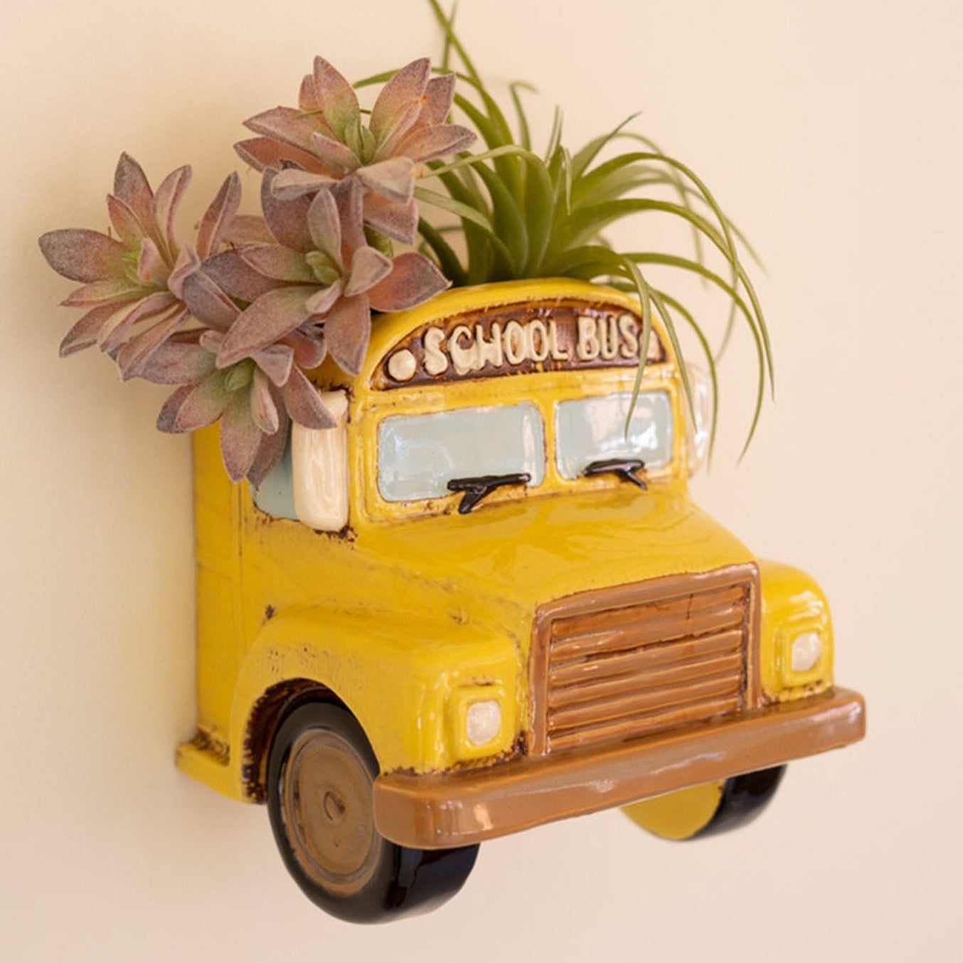 Yellow School Bus Wall Planter