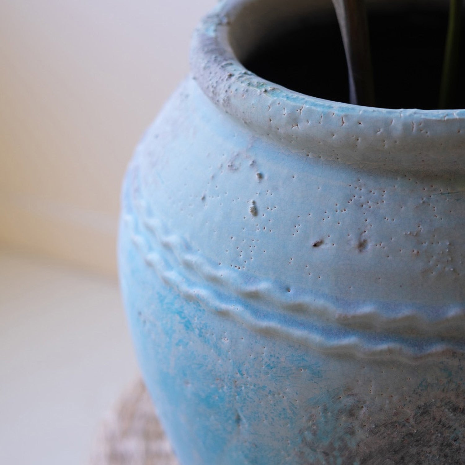 Antique Blue Ceramic Urn