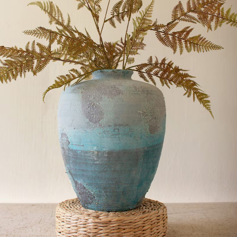 Antique Blue Ceramic Urn
