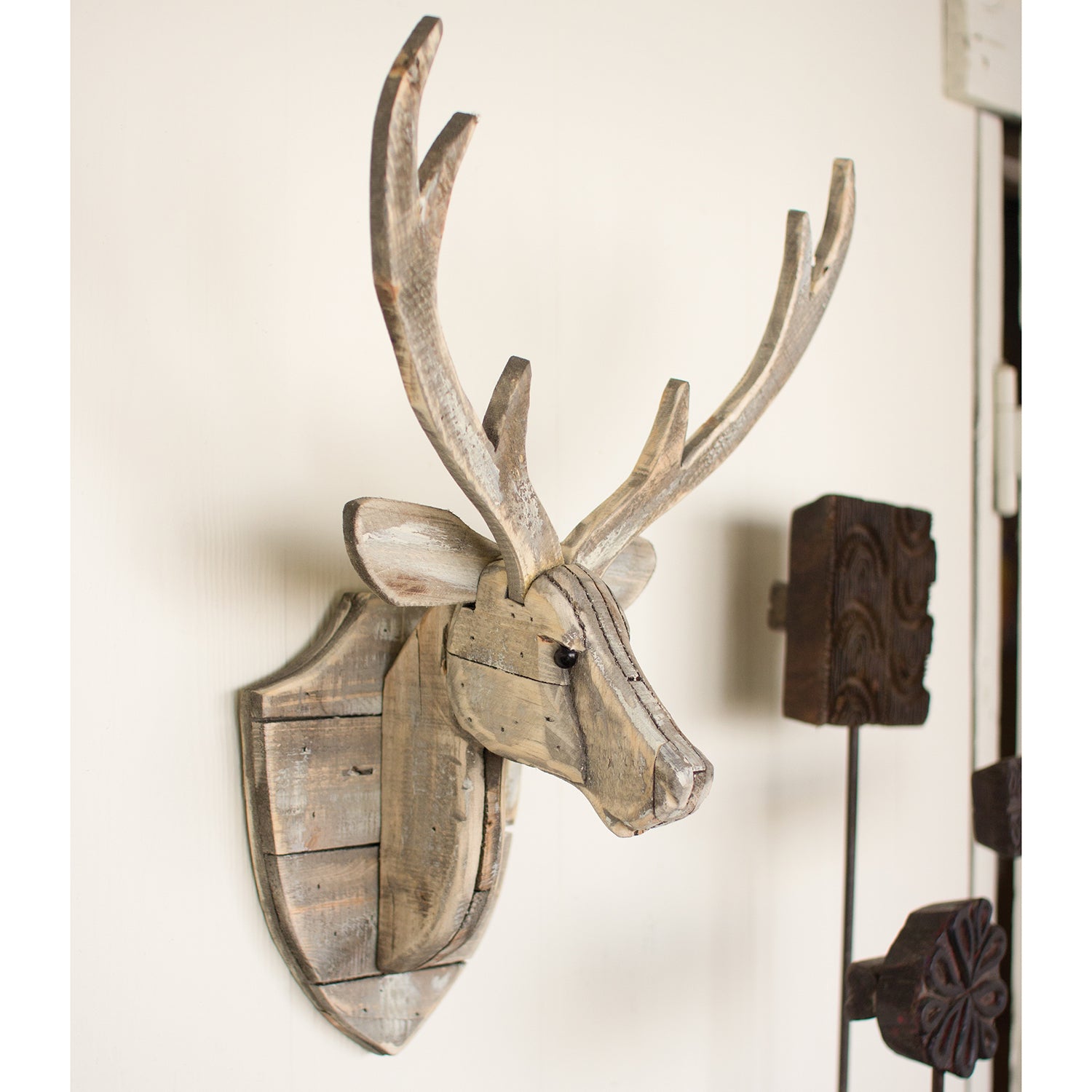 Recycled Wooden Deer Head Wall Décor