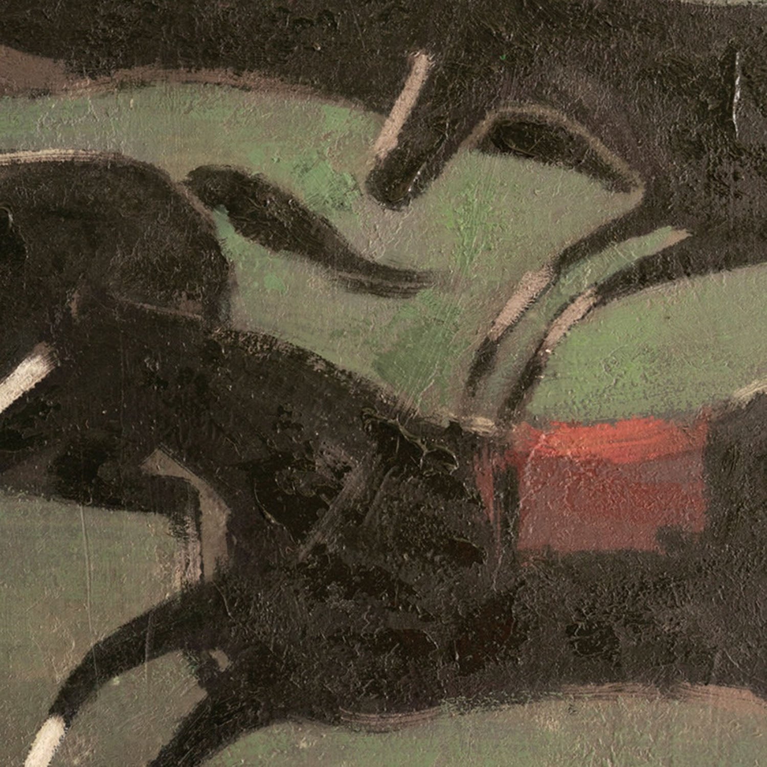 Four Runaway Race Horses Framed Artwork