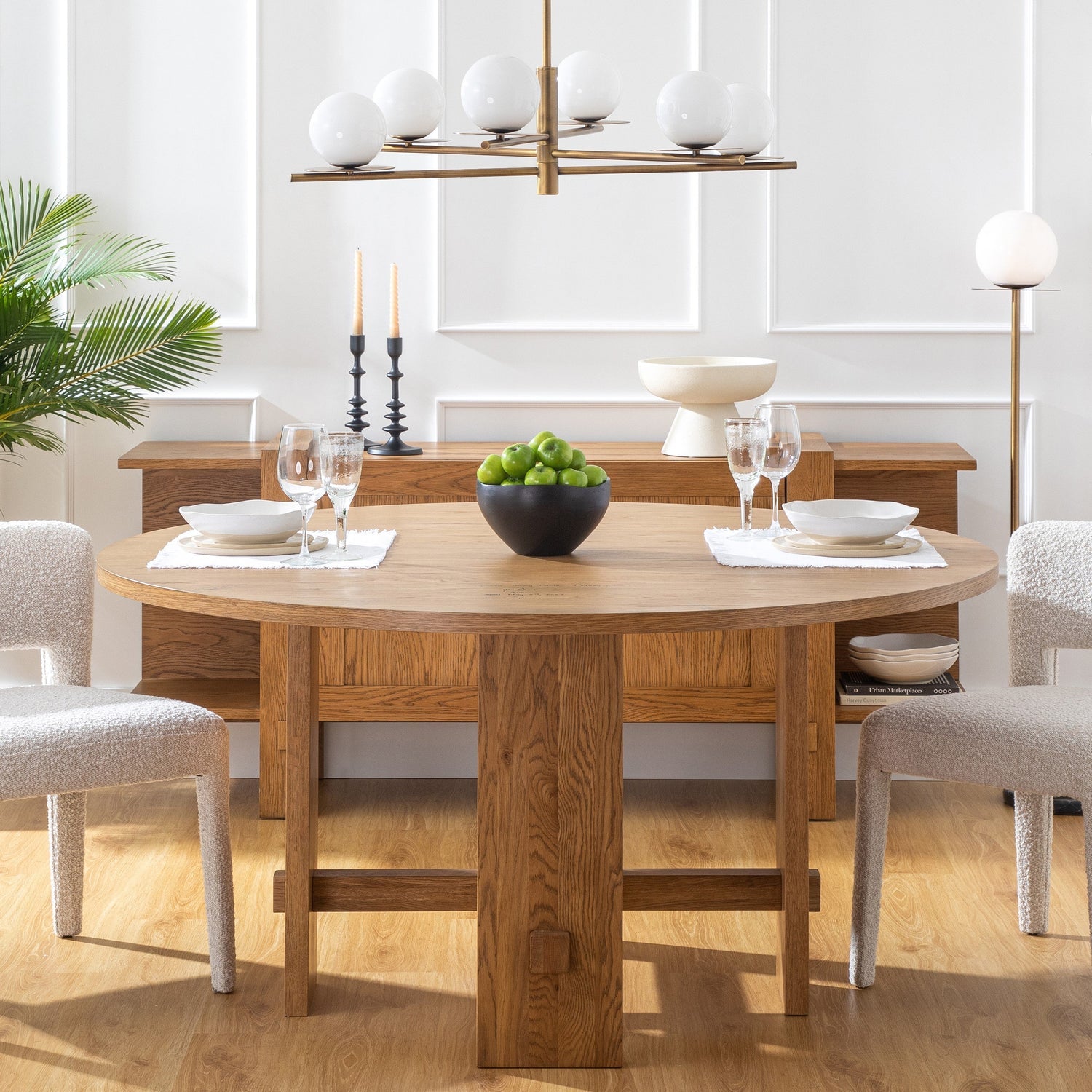 Co. House Designs Saguaro Round Oak Honey Dining Table