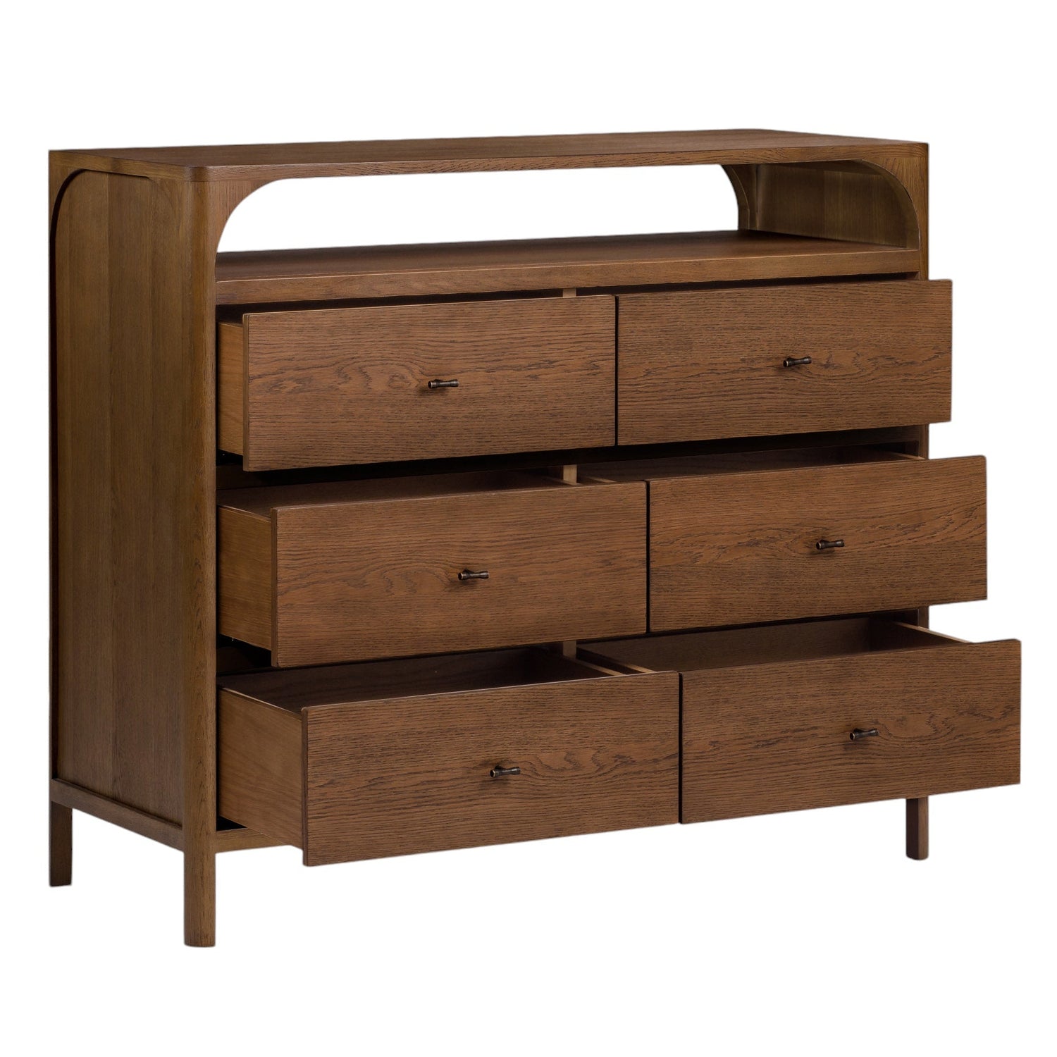 Co. House Designs Cali 6-Drawer Oak Walnut Dresser