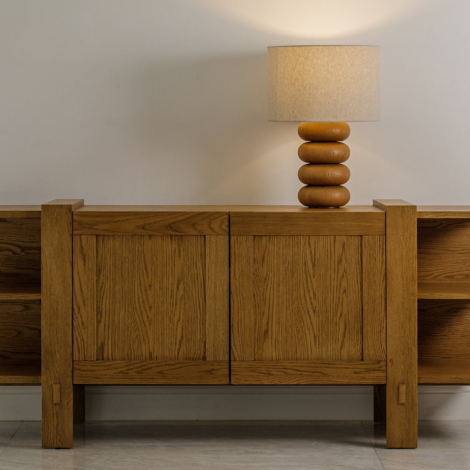 Co. House Designs Sandia Oak Wood Natural Large Table Lamp
