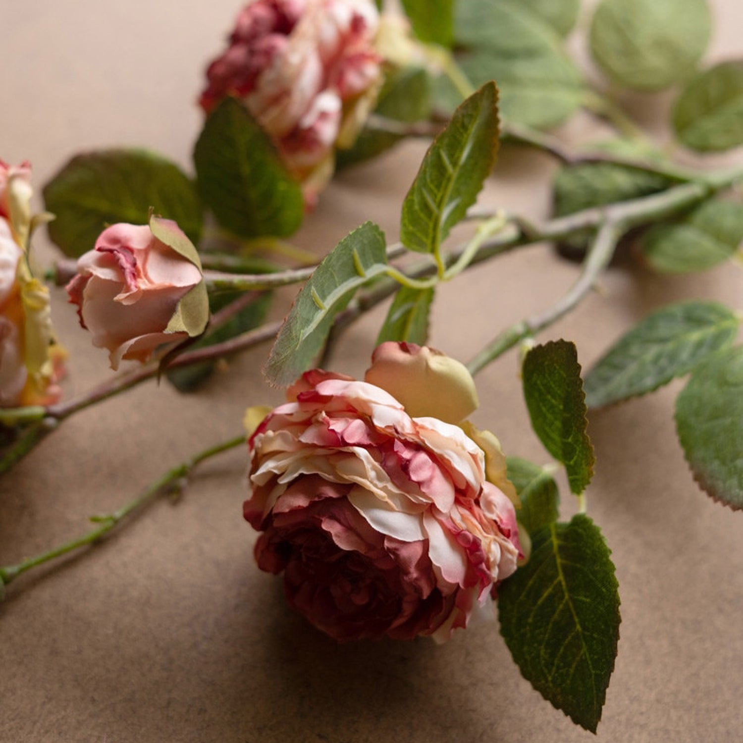 Antique Garden Rose Faux Plant Stem Set of 6