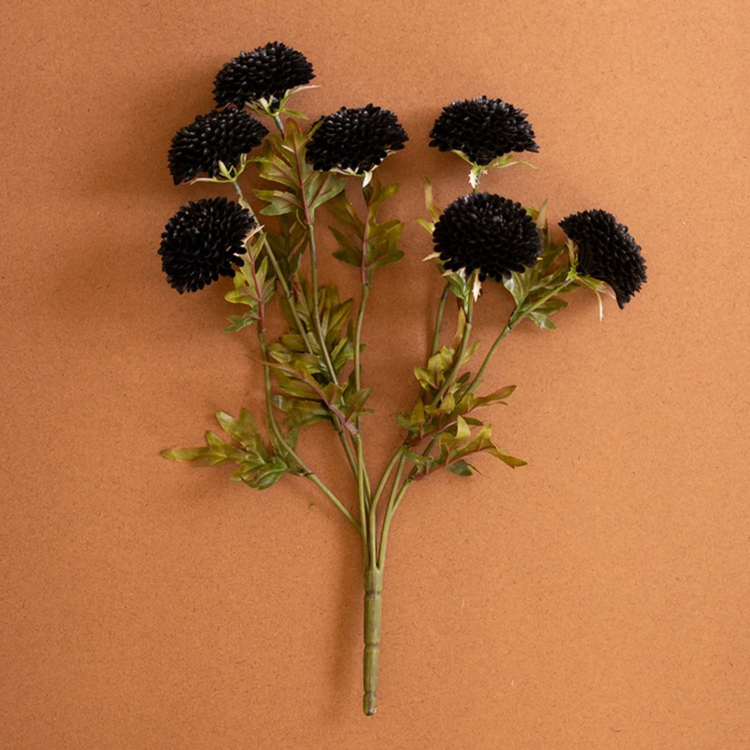 Artificial Zinnias Black Bundle Faux Plant Stem of 7