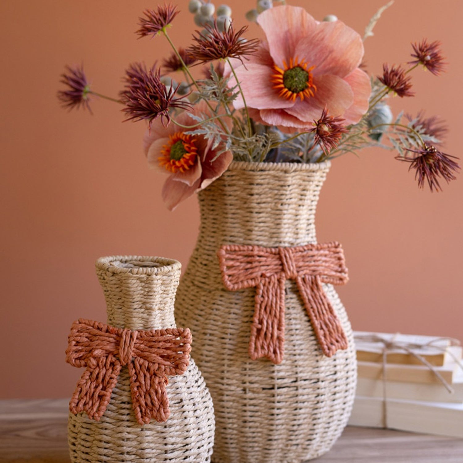Twisted Paper Vases with Bow Set of 2