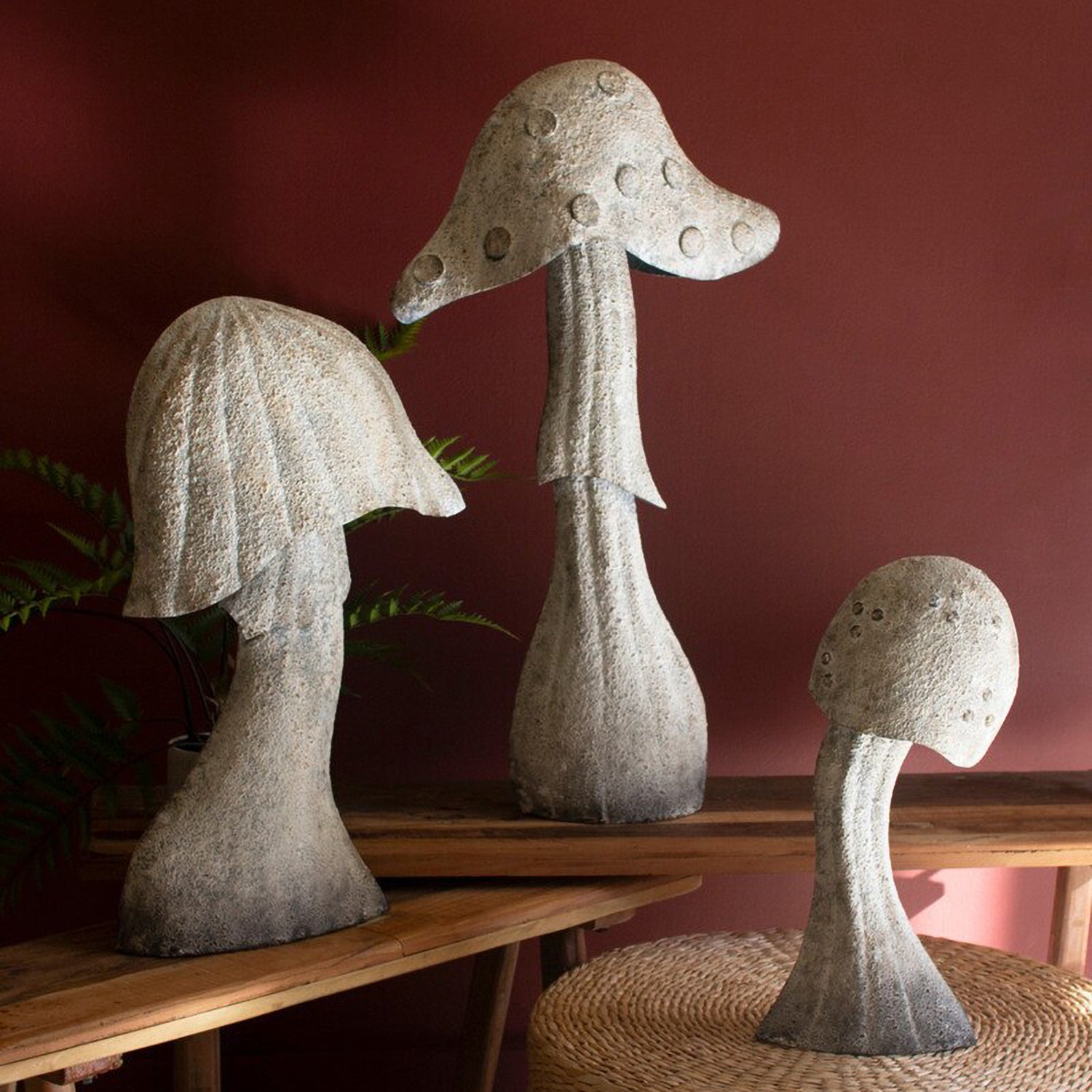 Rustic Metal Mushroom Set of 3