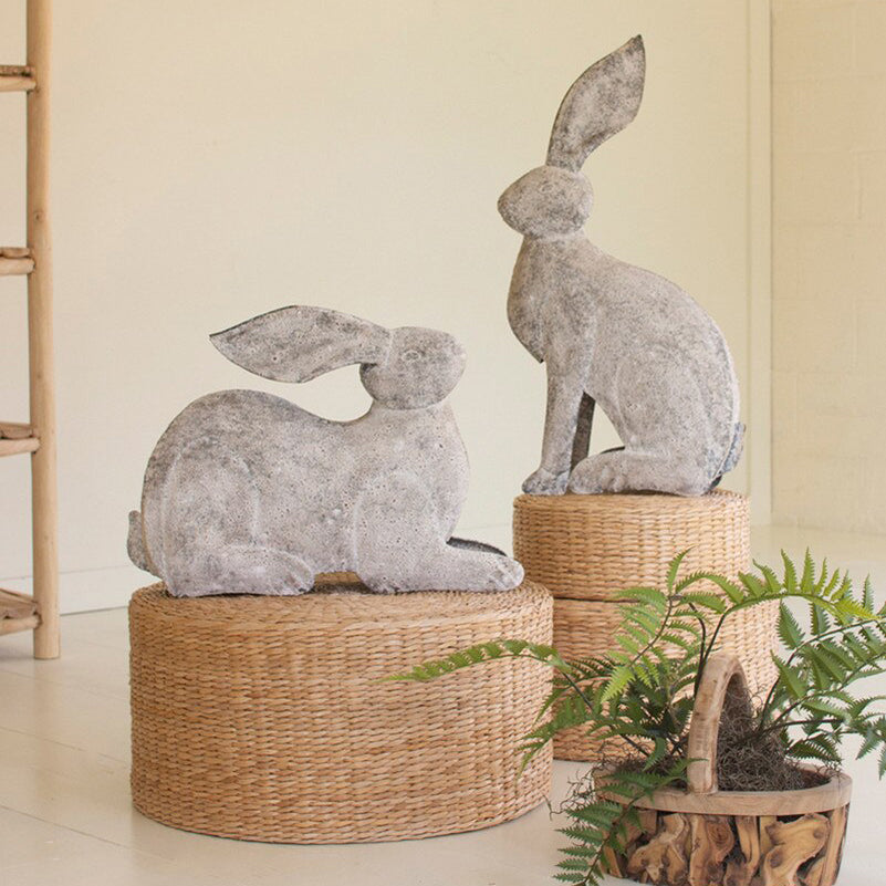 Rustic Metal Rabbits Set of 2