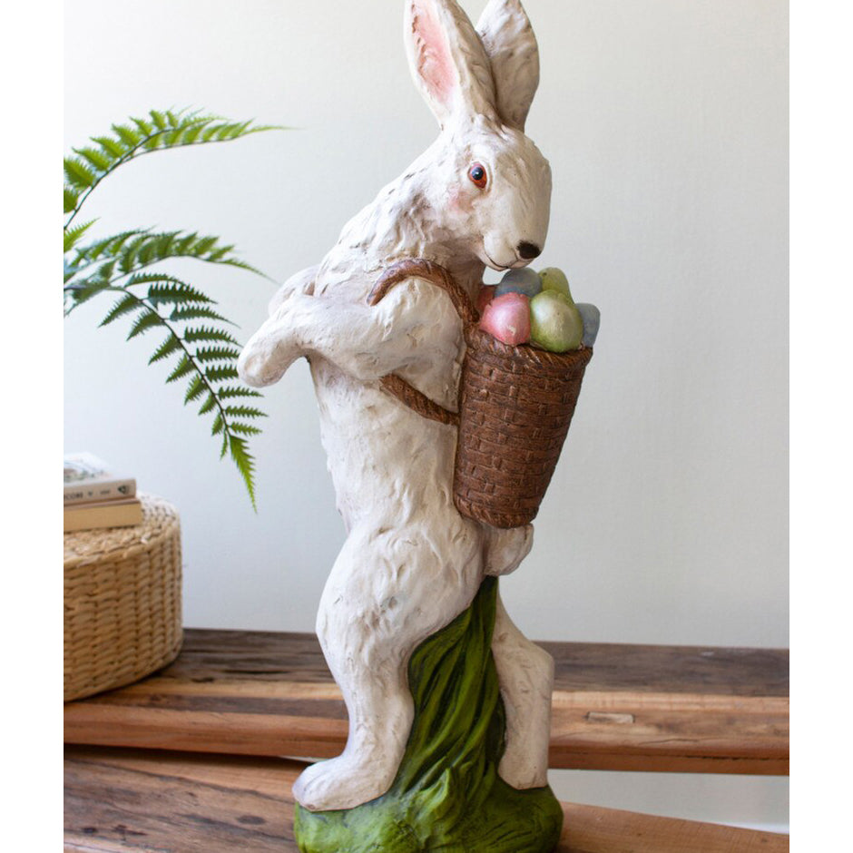 Easter Bunny with Basket of Eggs Sculpture