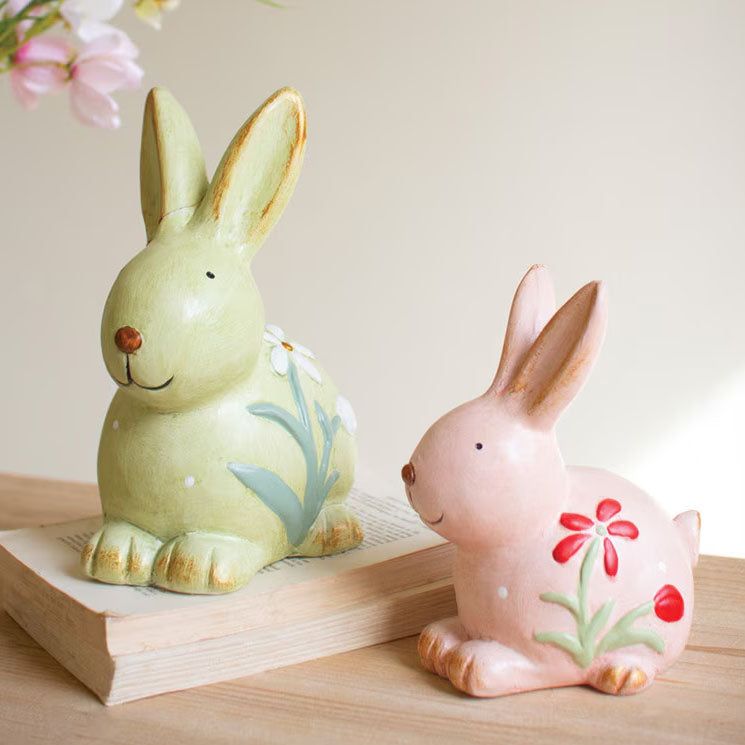 Colorful Faux Concrete Bunnies Set of 2