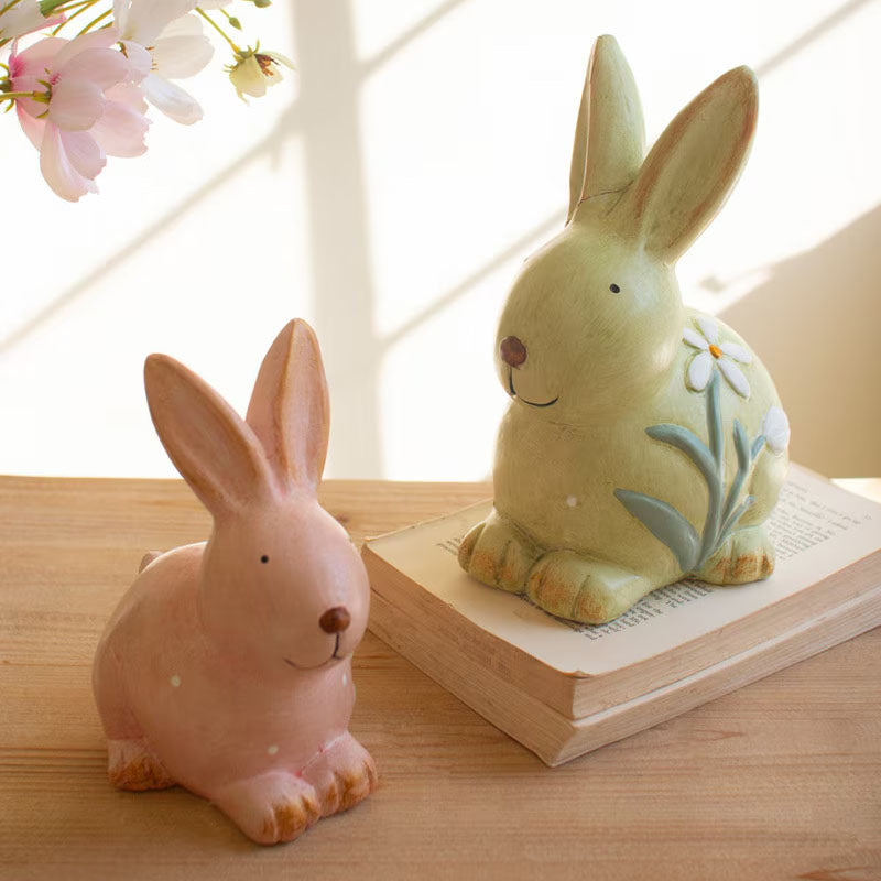 Colorful Faux Concrete Bunnies Set of 2