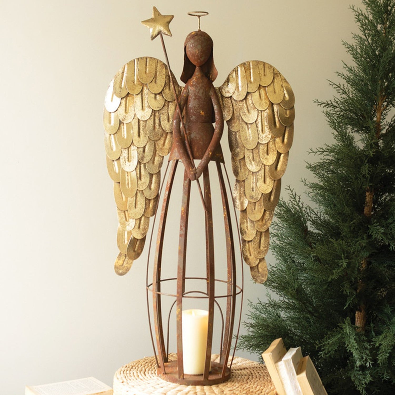 Rustic and Gold Painted Christmas Angel