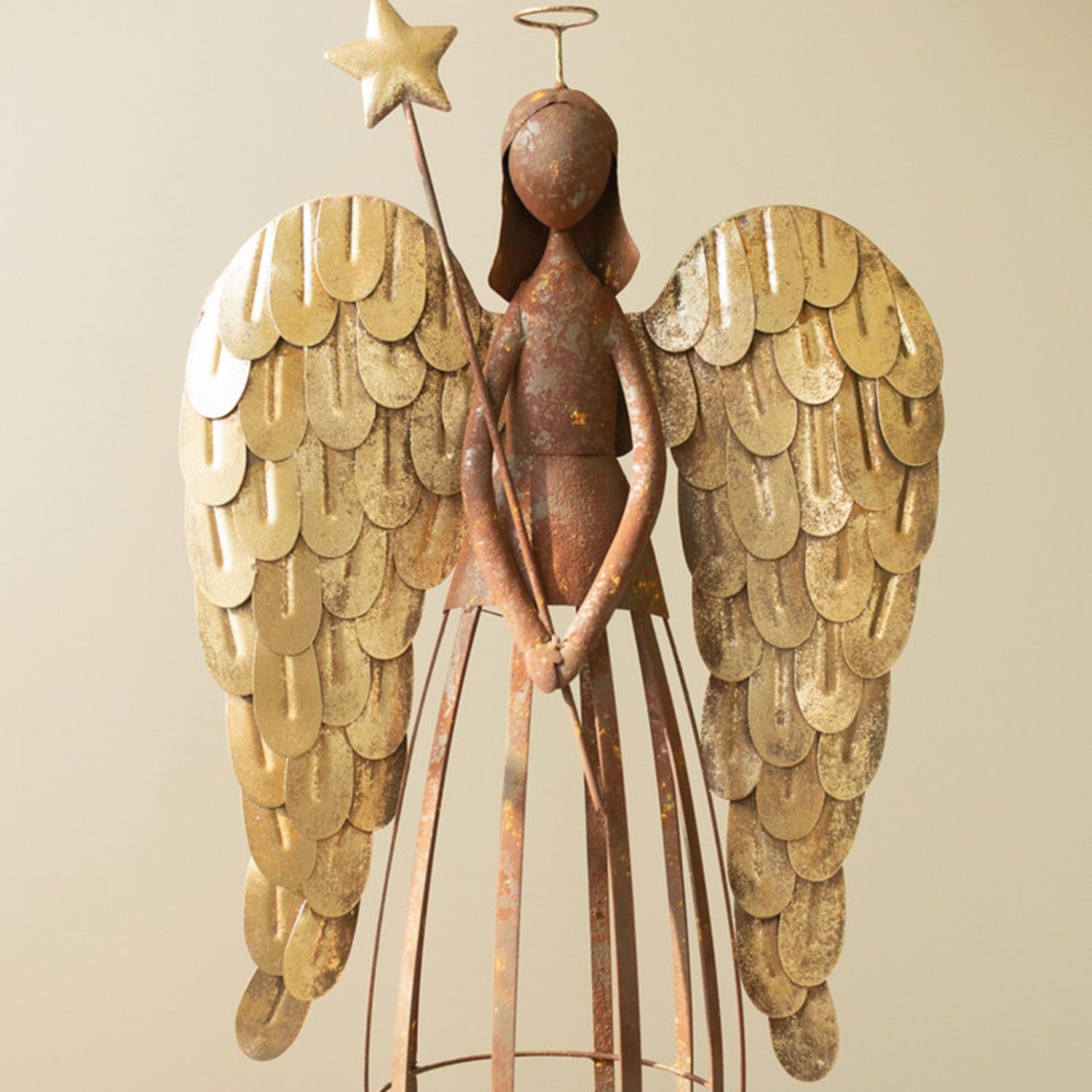 Rustic and Gold Painted Christmas Angel