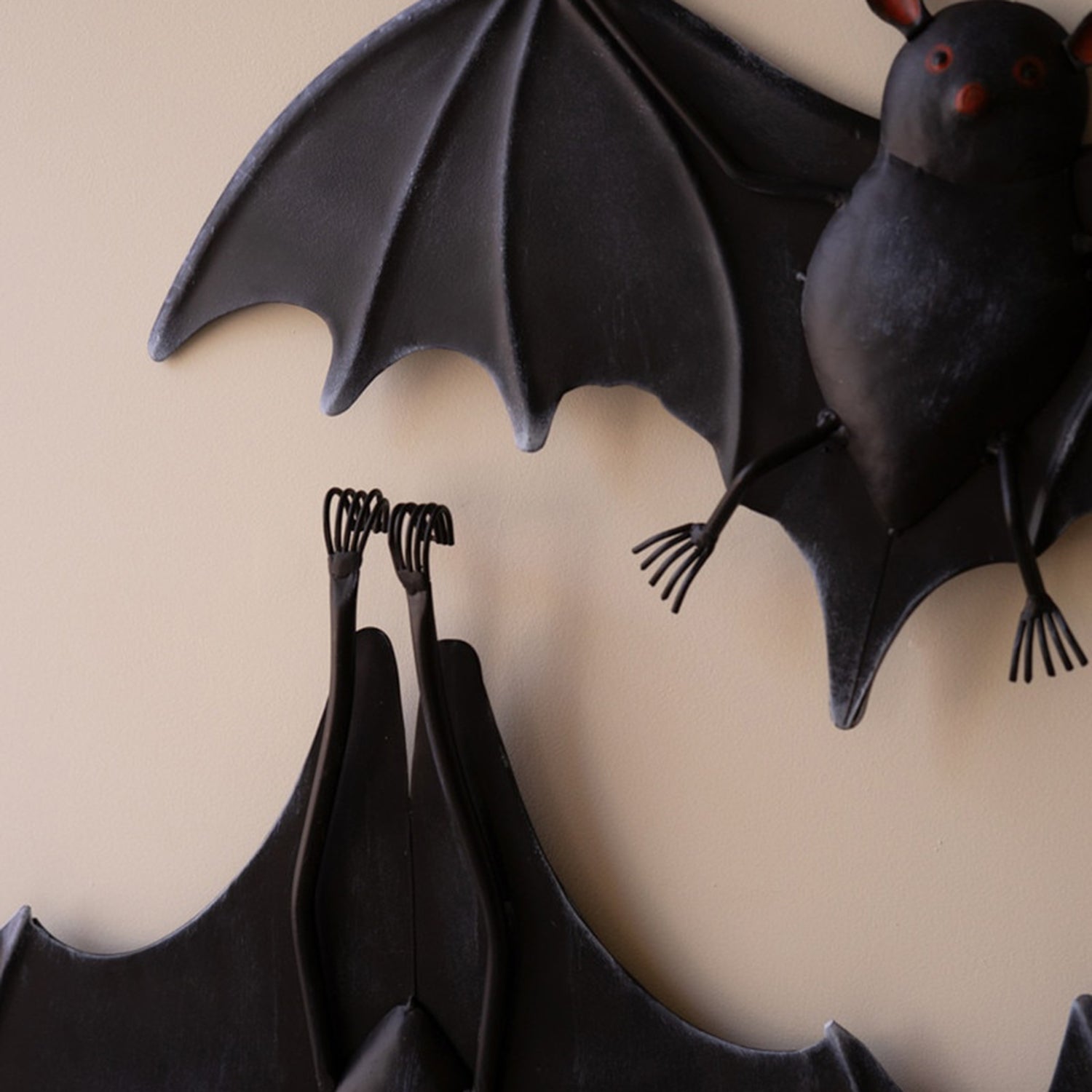 Painted Metal Halloween Bat Set of 2